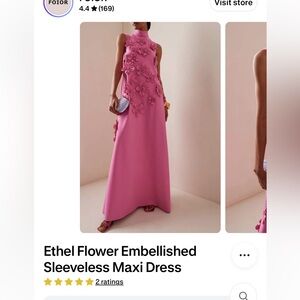 NWT Pink Flower Embellished Sleeveless Maxi Dress